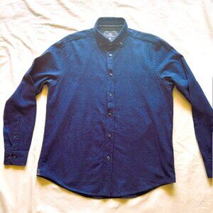 Report Collection Mens Flannel Shirt M Navy Button Down Soft Touch read